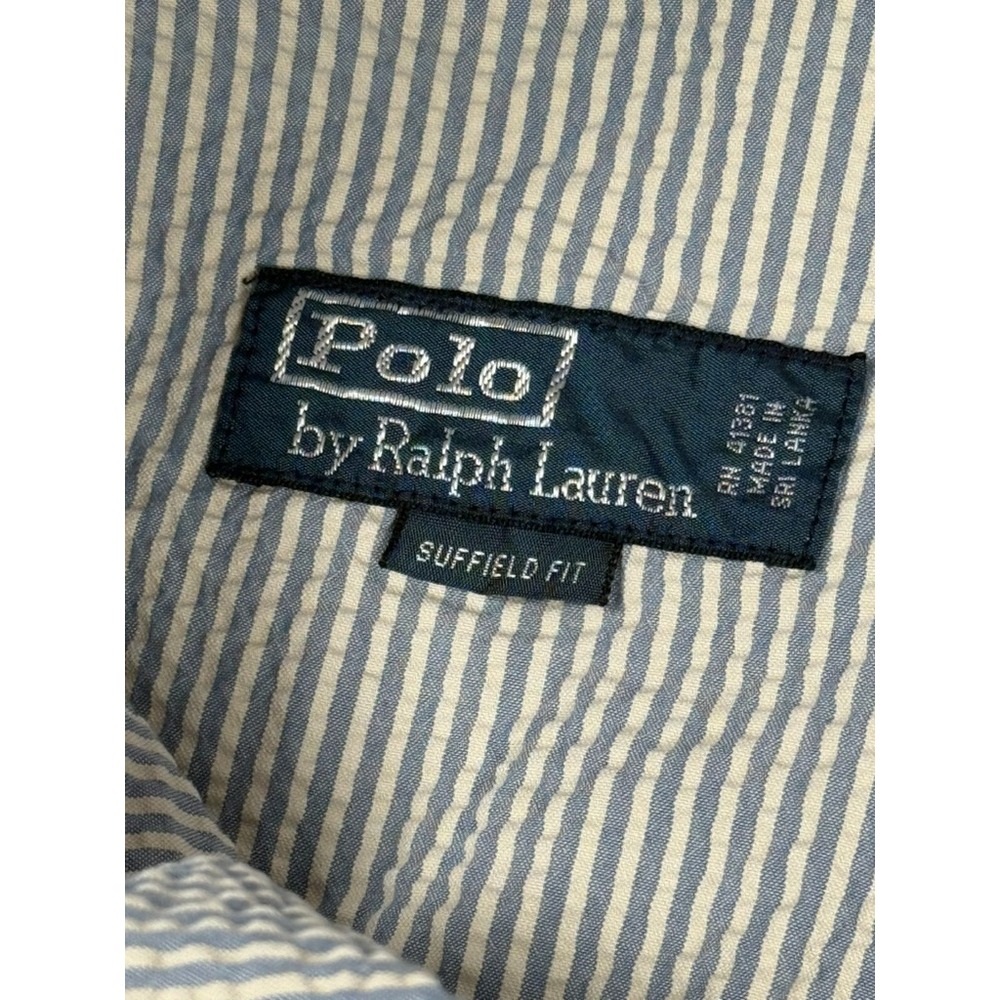 Polo Ralph Lauren Seersucker Chino Shorts Men 36 Blue White Stripe Suffield Fit - Picture 8 of 12